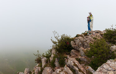 Statue of the Virgin Mary on the top of the Pyrenees mountains
