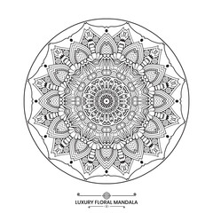Decorative floral mandala design, Luxury mandala design ideal for adult coloring book