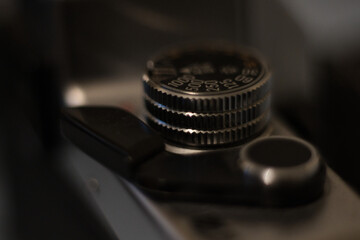 turn knob of a vintage analog camera