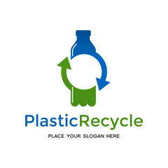 Plastic recycle vector logo template. This design use bottle symbol. Suitable for environment.