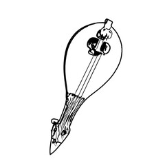 Black and white sketch of a traditional musical instrument with a transparent background