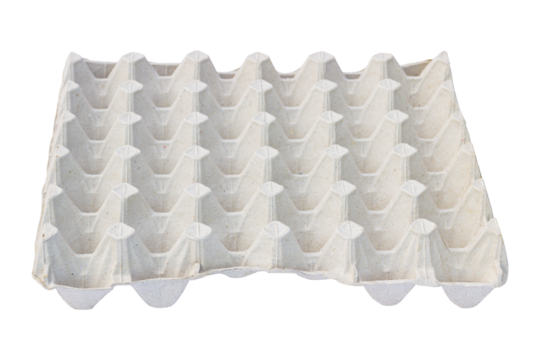 egg tray, empty paper egg tray, larger tray for 30 eggs isolated from background