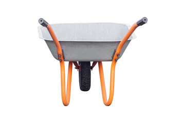 construction wheelbarrow, garden wheelbarrow isolated from background