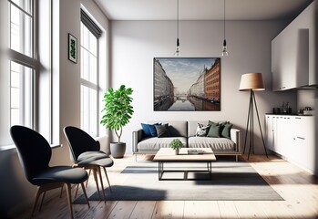 Interior Design Modern Living Room In White Generative AI