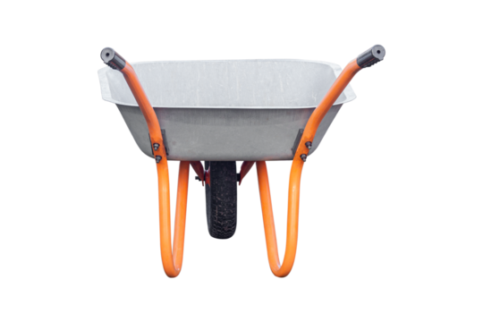 construction wheelbarrow, garden wheelbarrow isolated from background