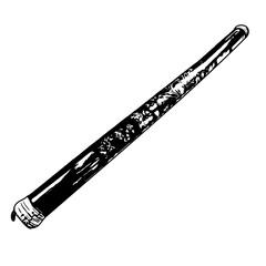 Black and white sketch of a traditional musical instrument with a transparent background