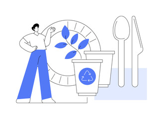 Biodegradable disposable tableware abstract concept vector illustration.