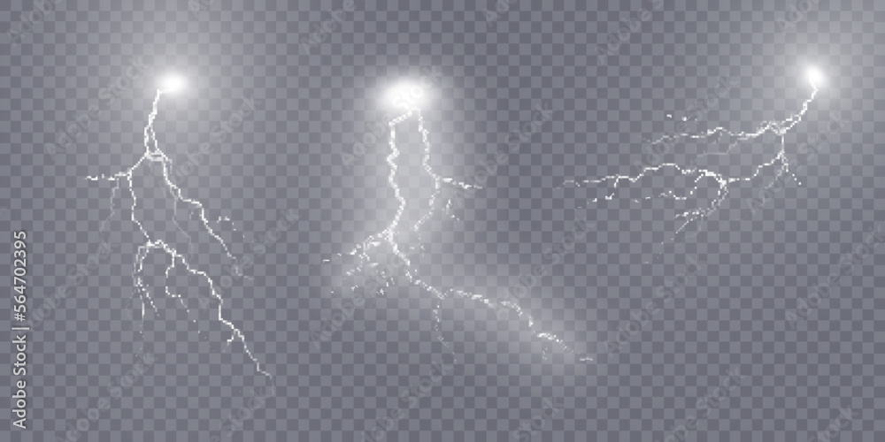 Aufkleber realistic lightning. light effect of electric discharge. lightning for web design and illustrations.