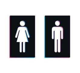 man and woman toilet signs, colorful restroom signs with frames 