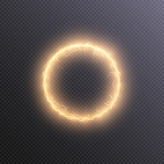 Bright ball lightning A strong electric charge of energy in one ring. Element for web design with empty space for text advertising, postcards, screensavers, websites, games. Mordor. Vector