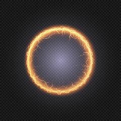Bright ball lightning A strong electric charge of energy in one ring. Element for web design with empty space for text advertising, postcards, screensavers, websites, games. Mordor. Vector