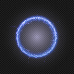 Bright ball lightning A strong electric charge of energy in one ring. Element for web design with empty space for text advertising, postcards, screensavers, websites, games. Mordor. Vector