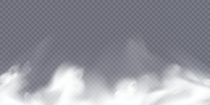 Vector isolated smoke PNG. Texture of white smoke on a transparent background. FOR web design and illustrations.