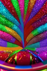 abstract symmetric detail of carnival costume, jewel, flashy, colorful and shiny, blurred, macro view. Generative Ai