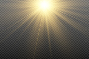 Special lens flash, light effect. The flash flashes rays and searchlight. illust.White glowing light. Beautiful star Light from the rays. The sun is backlit. Bright beautiful star. Sunlight. Glare.	