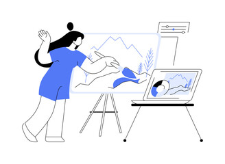 Virtual arts and crafts online lessons abstract concept vector illustration.