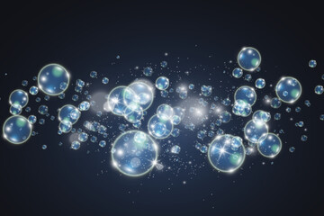 White beautiful bubbles on a transparent background vector illustration. Bubble.	