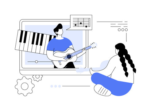 Online music lessons abstract concept vector illustration.