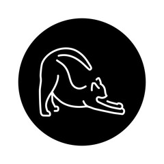 Happy cat stretches color line icon. Pictogram for web page