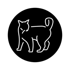 Playful cat standing color line icon. Pictogram for web page