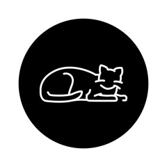 Sleeping happy cat color line icon. Pictogram for web page
