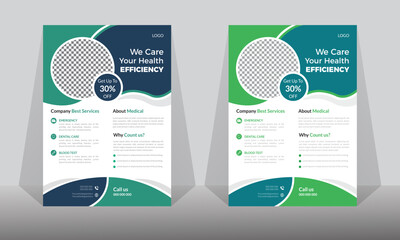  Medical Flyer  design. layout background, vector template in A4 size, Corporate business flyer design.