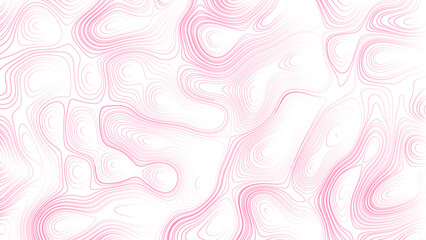 Abstract pink topographic map, vector background with height lines. Topographic map colorful abstract background with contour lines. The concept of conditional geographical pattern and topography map.