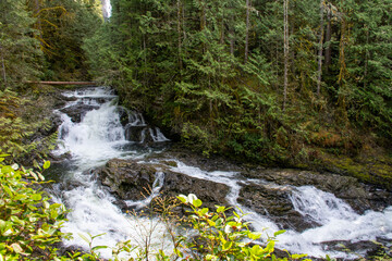 A series of rocky waterfalls along the river