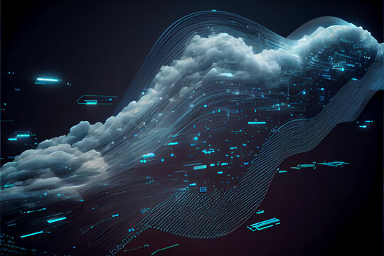3D rendering Digital technologies, cloud computing, digital future, information transfer. Abstract technology big data
