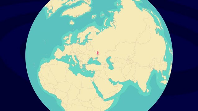 Zooming To Horlivka Location On Stylish World Globe