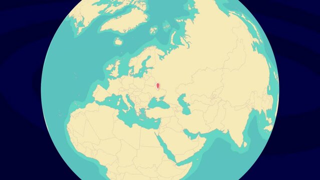 Zooming To Poltava Location On Stylish World Globe