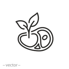 meat of vegetable origin icon, vegetarian food, steak of soy, thin line symbol on white background - editable stroke vector illustration