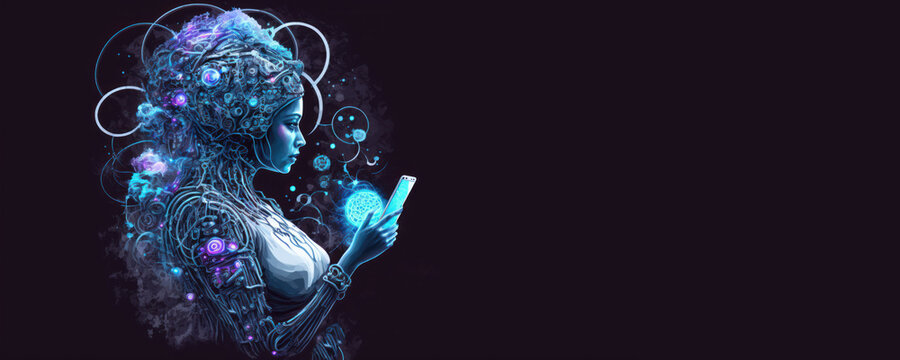 Futuristic AI Woman: The Evolution of AGI in a Digital World, AI Generated Art