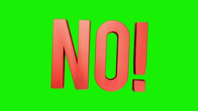 Shaky NO Red Text 3D Render on Green Background