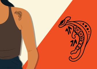 Fototapeta na wymiar Aboriginal style kangaroo tattoo design illustration