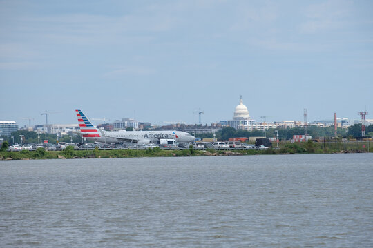 Airplane on Runway of Ronald Reagan Washington National Airport