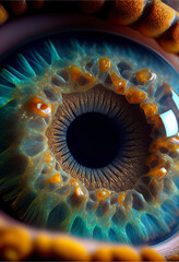Macro shot of the human eye person. Ai generated.