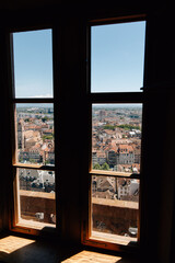 view over the roofs of Strasbourg through a window