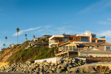 Ocean view houses, Encinitas, San Diego, California, USA