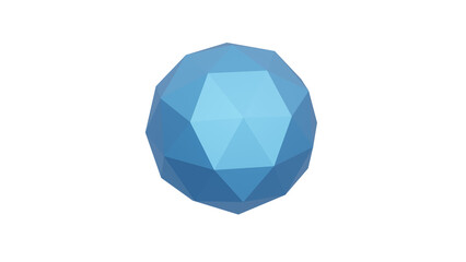 ico sphere blue cube isolated on white, png transparent