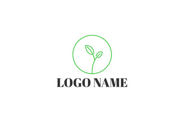 Green leaf logo in shapes. vector leaf, leaf with branch, tree growth, ecological sign, eco icon
