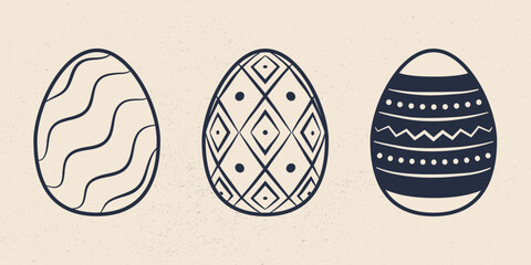 Doodle Easter eggs set. Easter Eggs icons isolated on white background. Easter icons. Design elements for logo, poster, emblem. Vector illustration