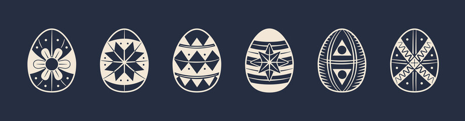 Easter eggs icons. Abstract easter eggs isolated on white background. Vector illustration