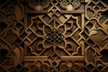 wooden pattern with ornament. Generative AI