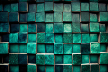 abstract green background with squares. Generative AI