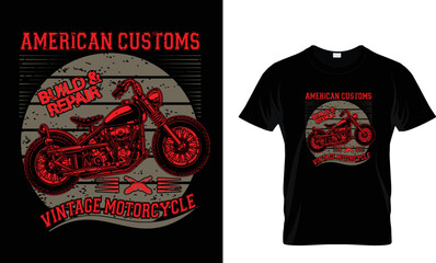 American customs build and  repair vintage motorcycle...t shirt design template