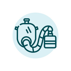 Respirator mask black line icon. Oxygen breathing apparatus