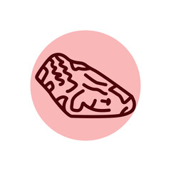 Beef neck cut color line icon. Cutting meat.