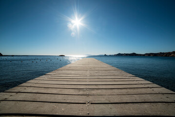 wooden jetty in Calabardina, southern Spain