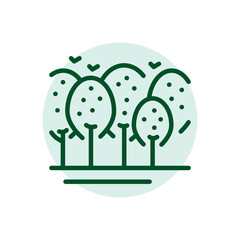 Greenwood black line icon. Nature landscape. Pictogram for web page.